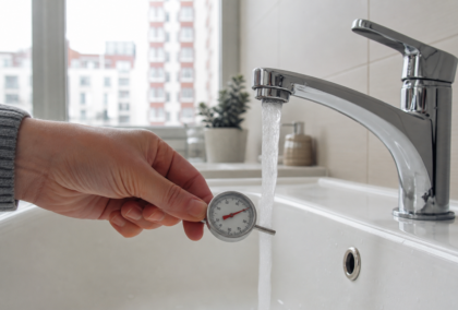 Замер температуры горячей воды из крана в московской квартире