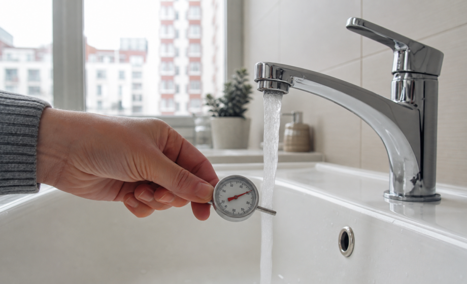 Замер температуры горячей воды из крана в московской квартире